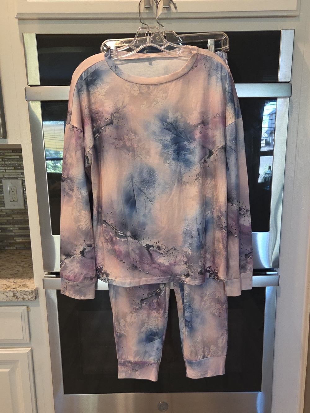 Womens Tie-Dye Loungewear Pajama Set - Lavender Blue
